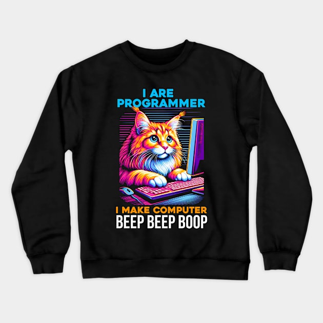 I Are Programmer Computer Cat Beep Boop I Funny IT Classic Crewneck Sweatshirt by T-shirt US